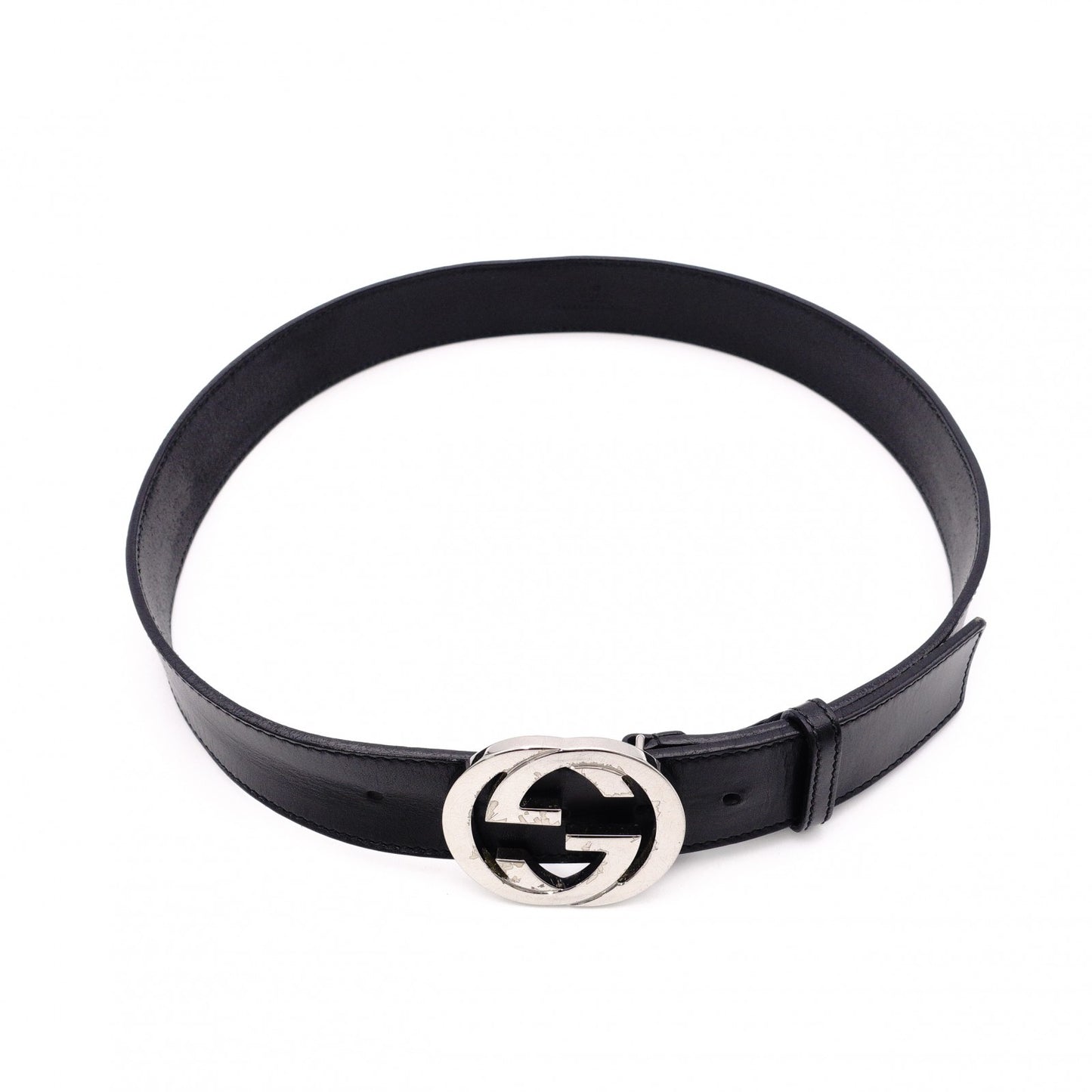 GUCCI GG Belt, Leather, Men's, Silver Hardware
