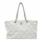 CHANEL Matelassé On the Road Tote Wild Stitch Light Gray Shoulder Bag Leather Silver Hardware 7-10-996