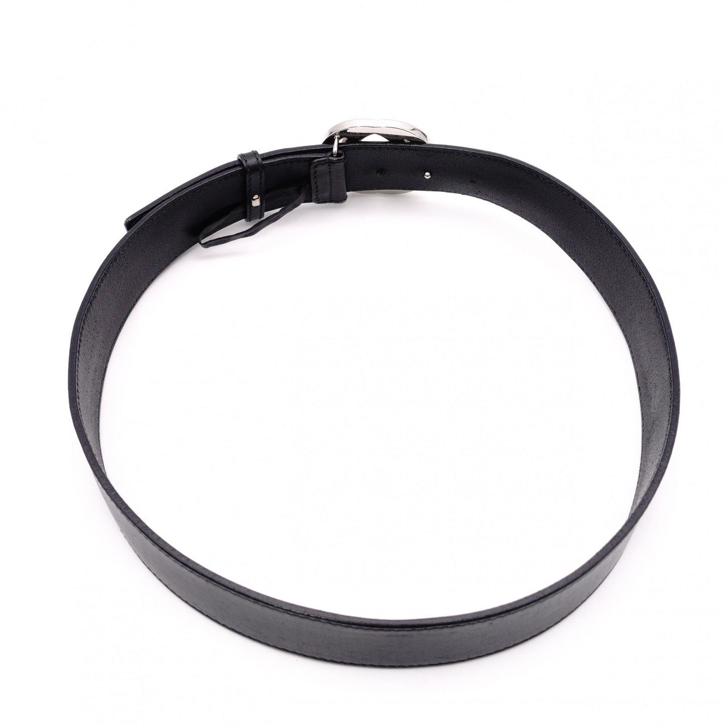 GUCCI GG Belt, Leather, Men's, Silver Hardware