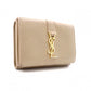 SAINT LAURENT Tiny Wallet Origami YSL Line Tri-fold Wallet Leather Beige Women's