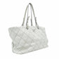 CHANEL Matelassé On the Road Tote Wild Stitch Light Gray Shoulder Bag Leather Silver Hardware 7-10-996