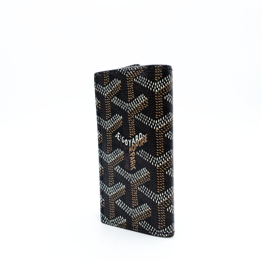 GOYARD 6-Key Holder Saint Michel Goyardine Canvas Leather Black × Silver Hardware 7-12-484