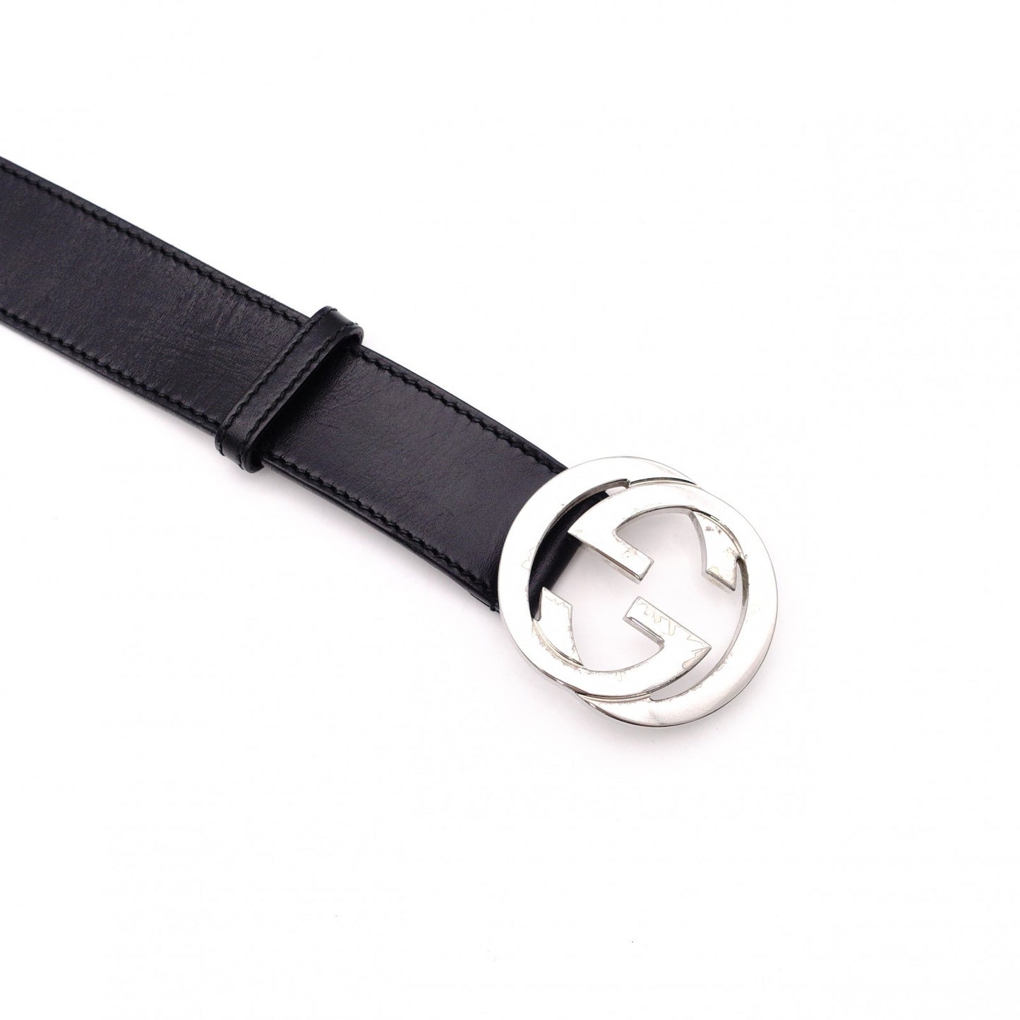 GUCCI GG Belt, Leather, Men's, Silver Hardware