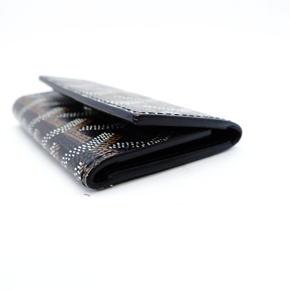 GOYARD 6-Key Holder Saint Michel Goyardine Canvas Leather Black × Silver Hardware 7-12-484