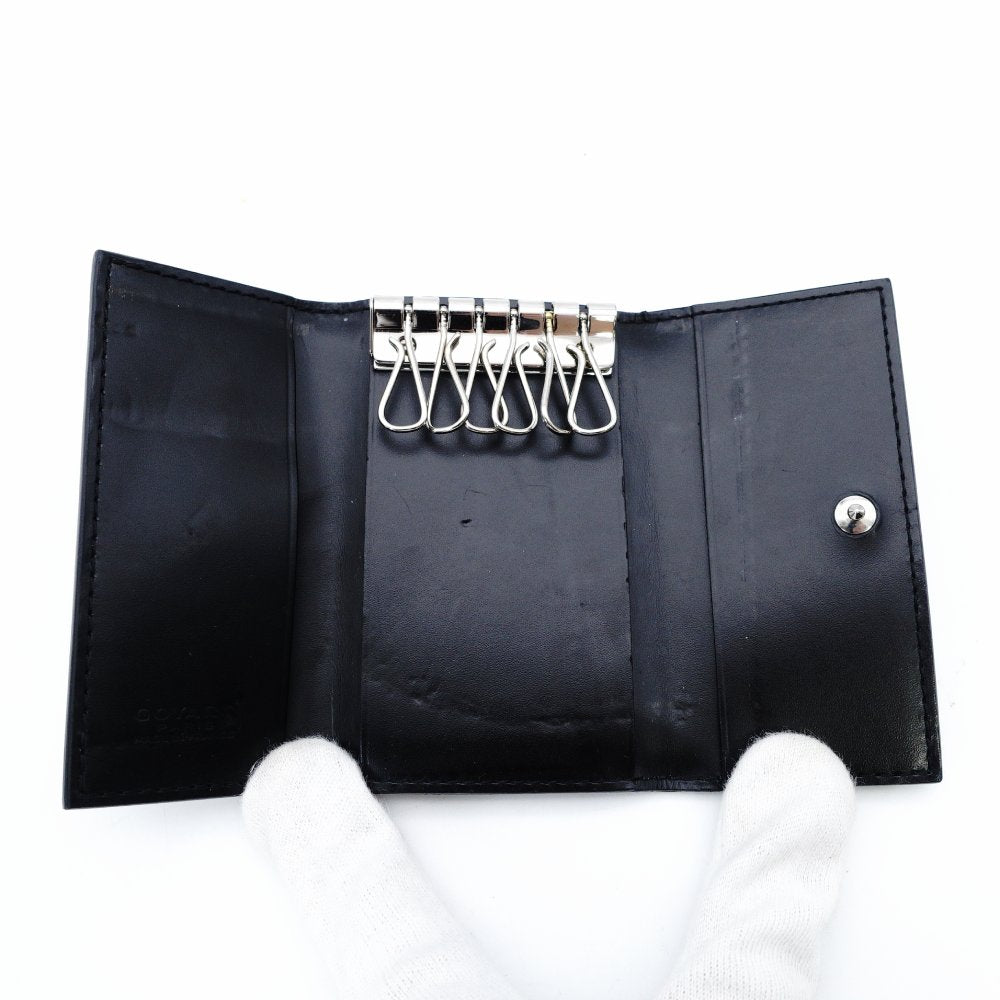 GOYARD 6-Key Holder Saint Michel Goyardine Canvas Leather Black × Silver Hardware 7-12-484