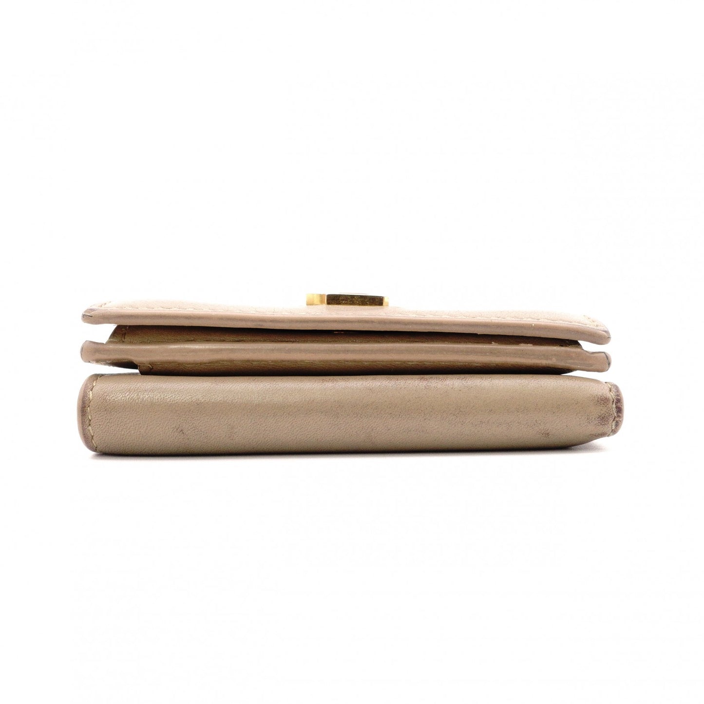 SAINT LAURENT Tiny Wallet Origami YSL Line Tri-fold Wallet Leather Beige Women's