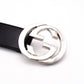 GUCCI GG Belt, Leather, Men's, Silver Hardware
