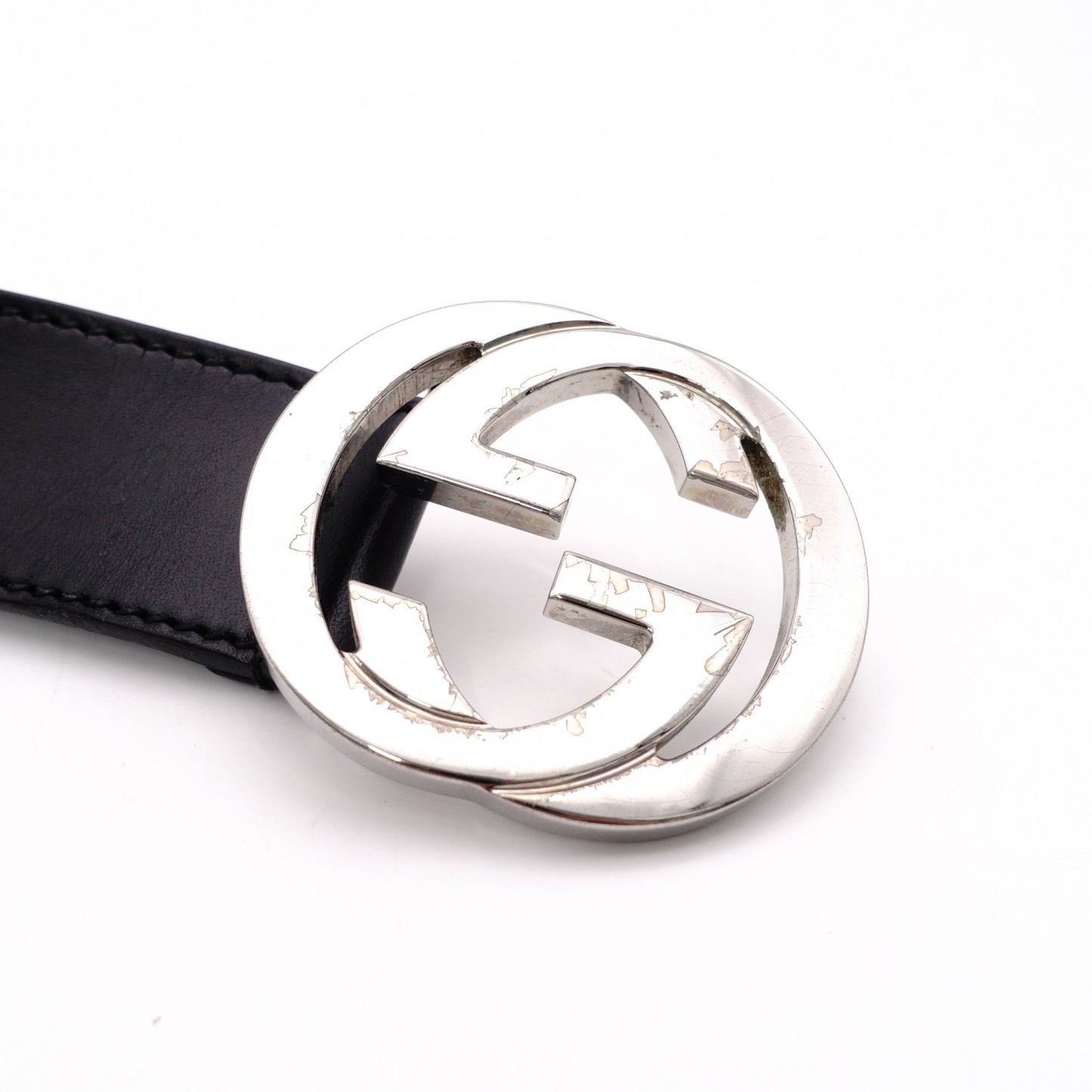 GUCCI GG Belt, Leather, Men's, Silver Hardware