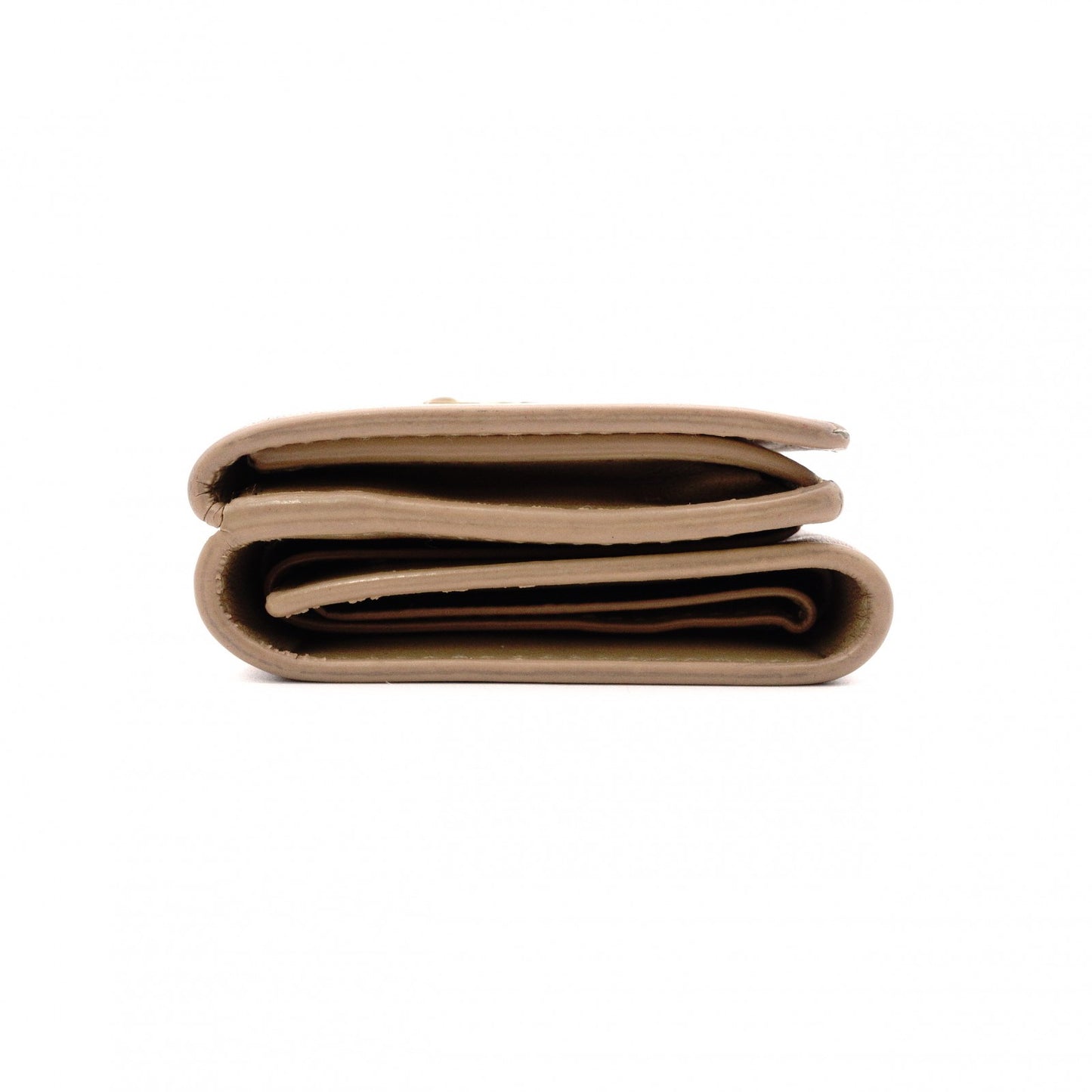 SAINT LAURENT Tiny Wallet Origami YSL Line Tri-fold Wallet Leather Beige Women's