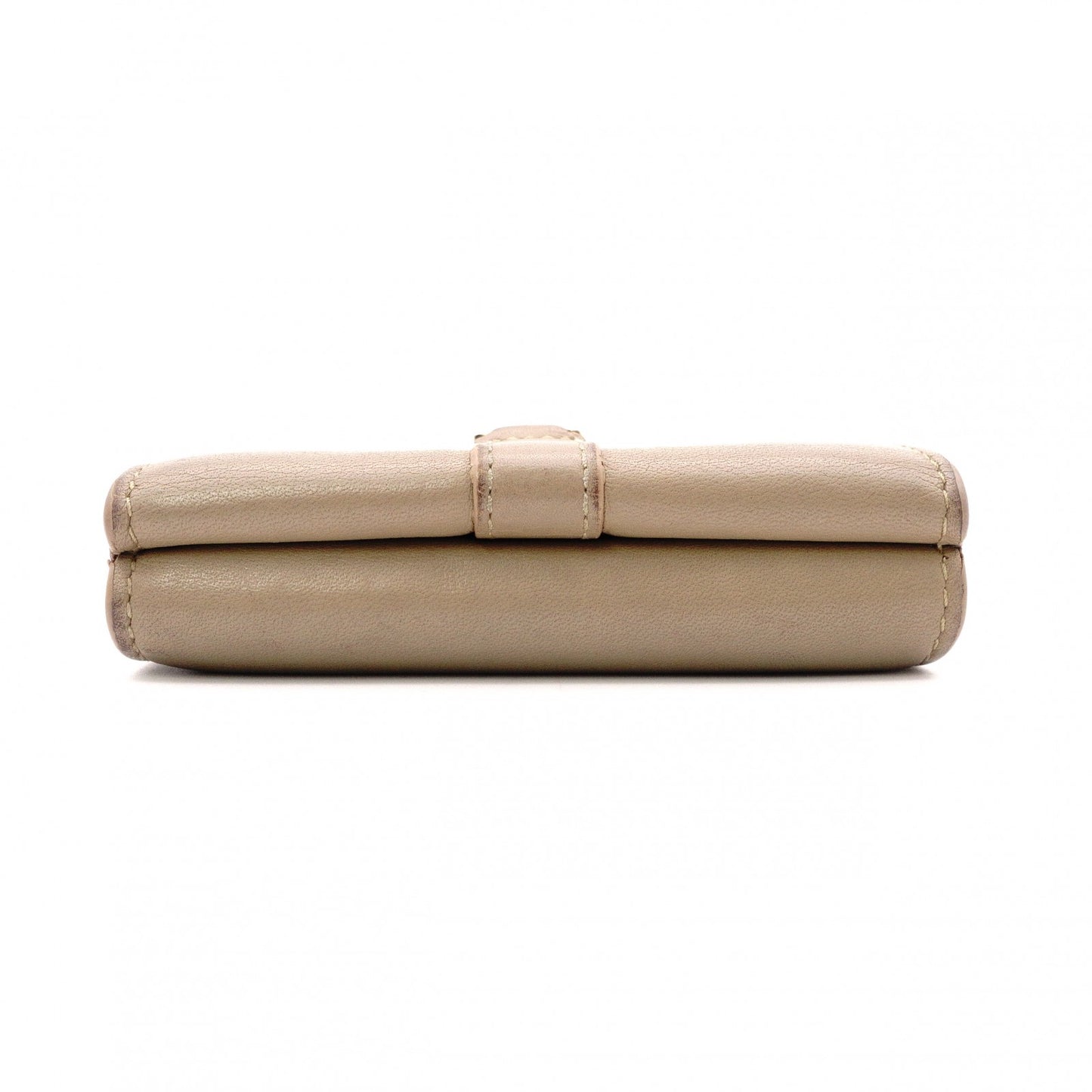 SAINT LAURENT Tiny Wallet Origami YSL Line Tri-fold Wallet Leather Beige Women's