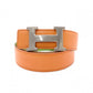 HERMES H Belt, Leather, Orange and Green, Size 74