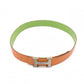 HERMES H Belt, Leather, Orange and Green, Size 74