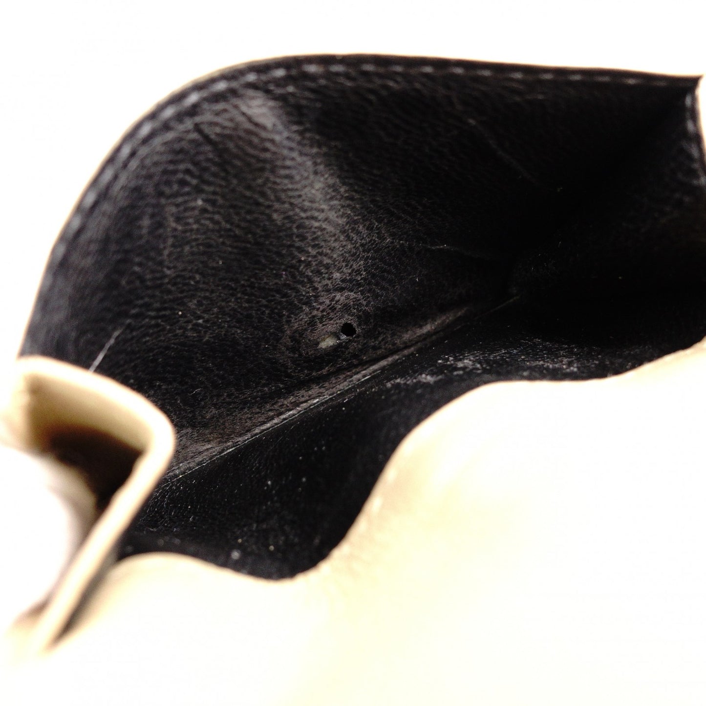SAINT LAURENT Tiny Wallet Origami YSL Line Tri-fold Wallet Leather Beige Women's