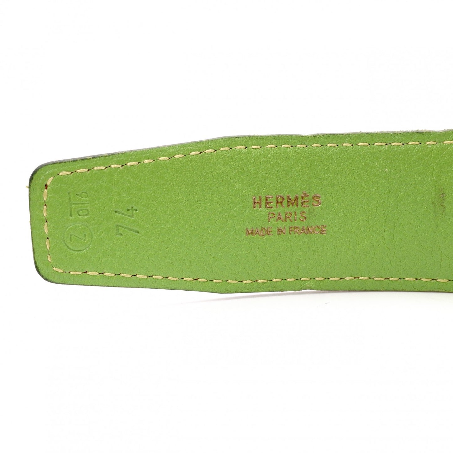 HERMES H Belt, Leather, Orange and Green, Size 74