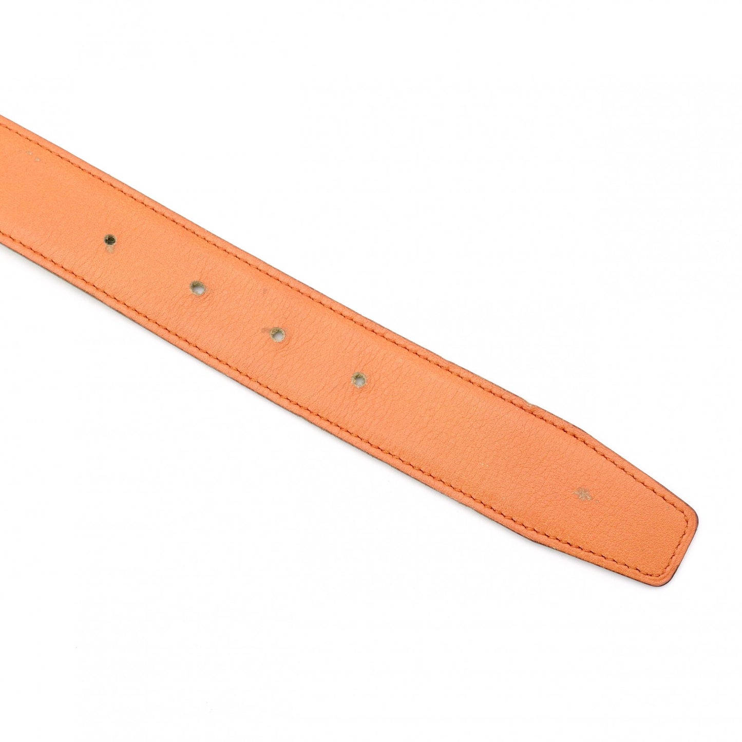 HERMES H Belt, Leather, Orange and Green, Size 74