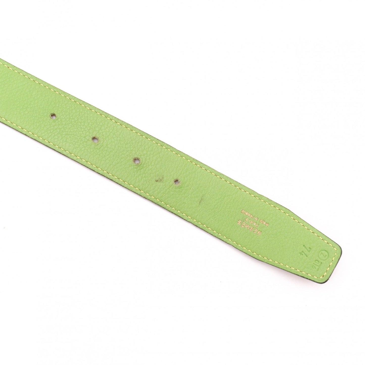 HERMES H Belt, Leather, Orange and Green, Size 74