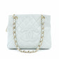 CHANEL Matelassé Caviar Leather Chain Shoulder Bag Light Blue Leather Gold Hardware 7-10-583