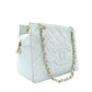 CHANEL Matelassé Caviar Leather Chain Shoulder Bag Light Blue Leather Gold Hardware 7-10-583