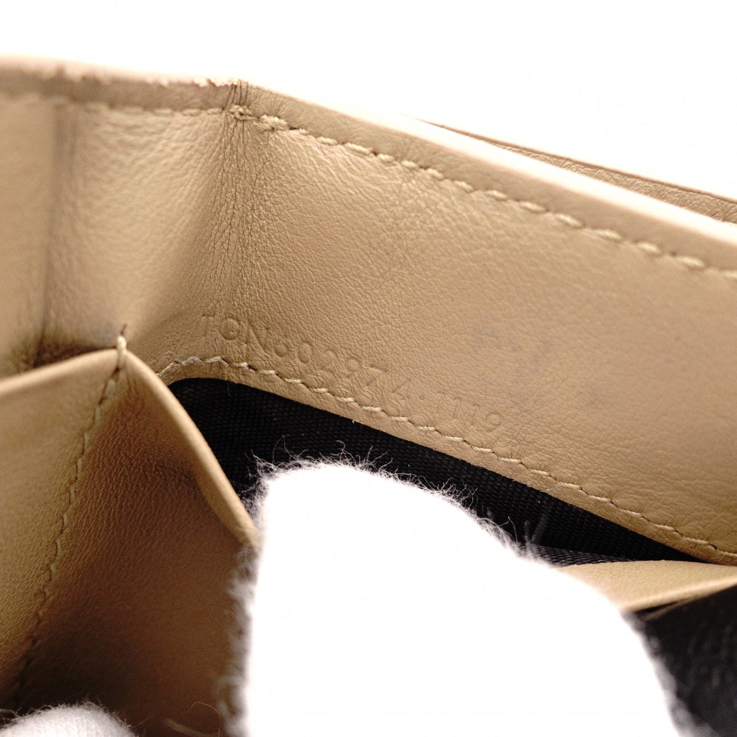 SAINT LAURENT Tiny Wallet Origami YSL Line Tri-fold Wallet Leather Beige Women's