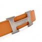 HERMES H Belt, Leather, Orange and Green, Size 74