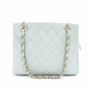 CHANEL Matelassé Caviar Leather Chain Shoulder Bag Light Blue Leather Gold Hardware 7-10-583