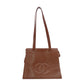 CHANEL Caviar Skin Coco Logo Shoulder Bag, Leather, Brown, CC Logo