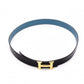 HERMES H Belt, Leather, Black and Blue, Men's, Reversible
