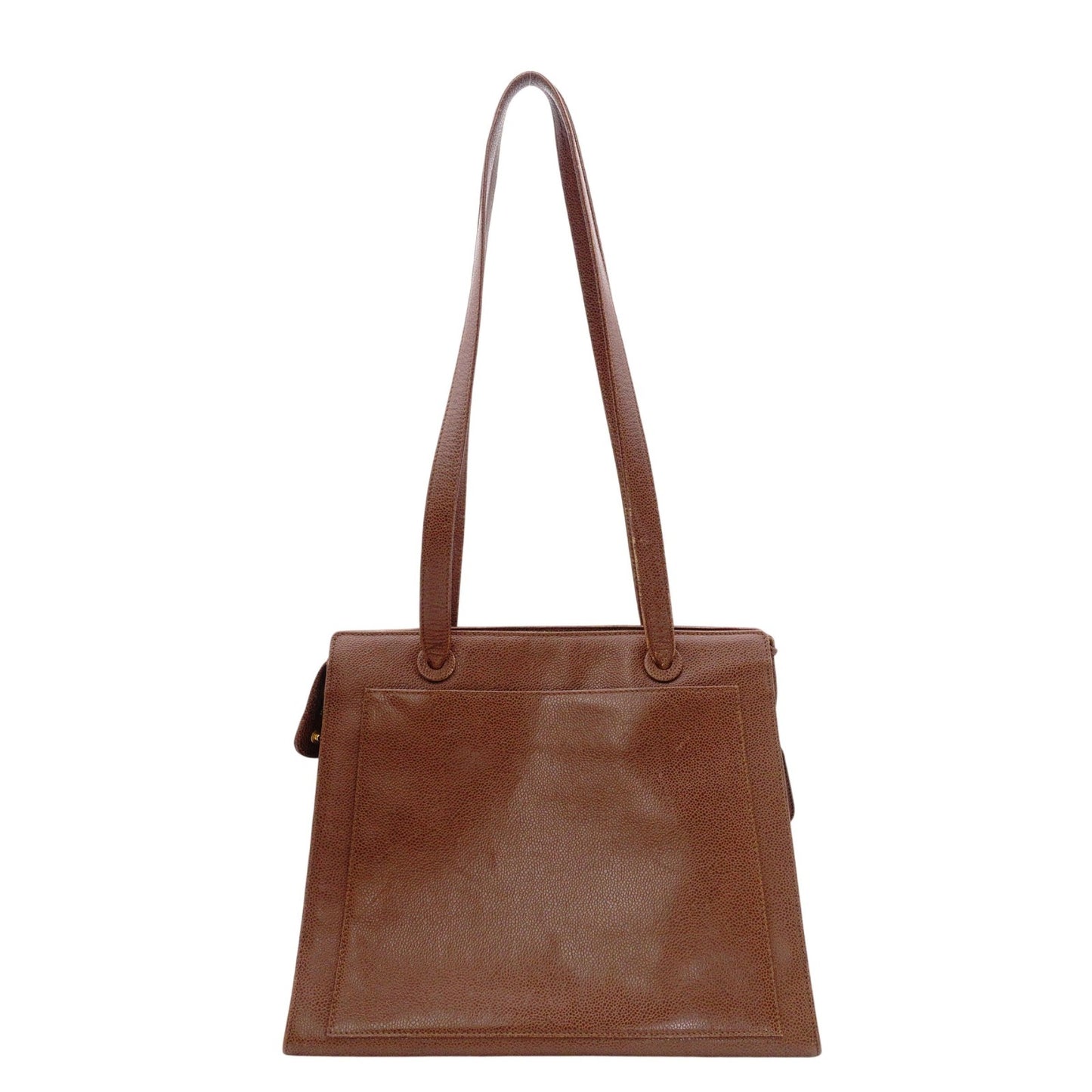 CHANEL Caviar Skin Coco Logo Shoulder Bag, Leather, Brown, CC Logo