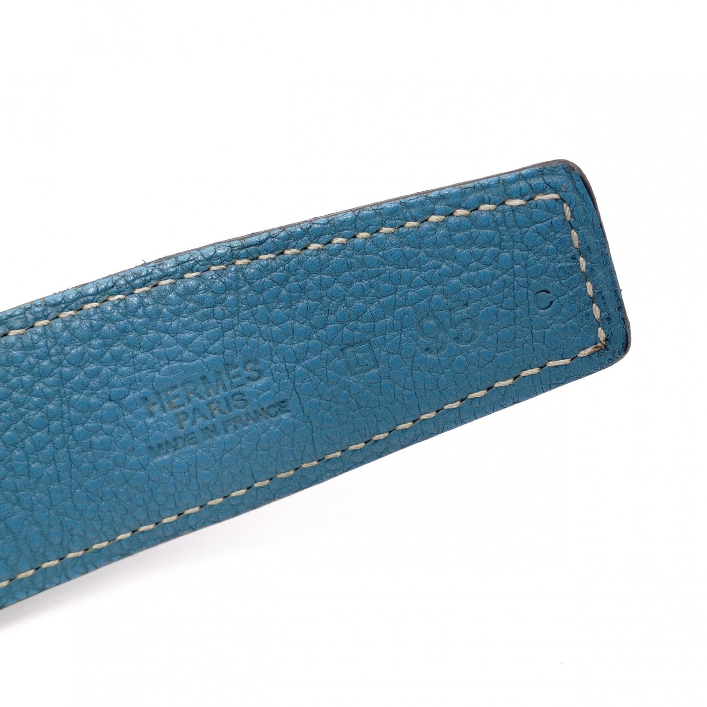 HERMES H Belt, Leather, Black and Blue, Men's, Reversible