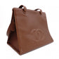 CHANEL Caviar Skin Coco Logo Shoulder Bag, Leather, Brown, CC Logo