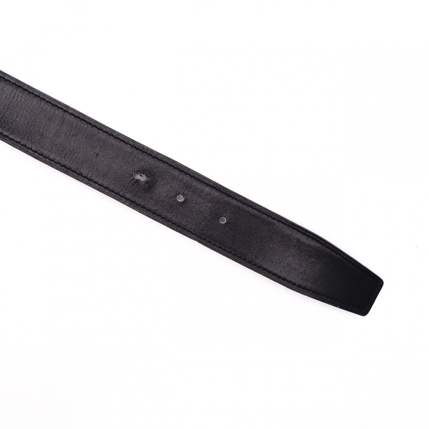 HERMES H Belt, Leather, Black and Blue, Men's, Reversible