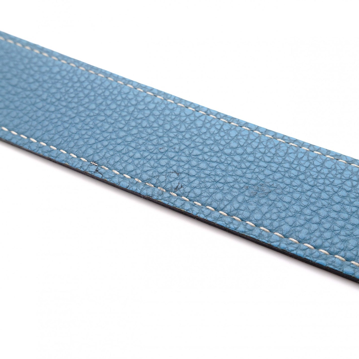 HERMES H Belt, Leather, Black and Blue, Men's, Reversible