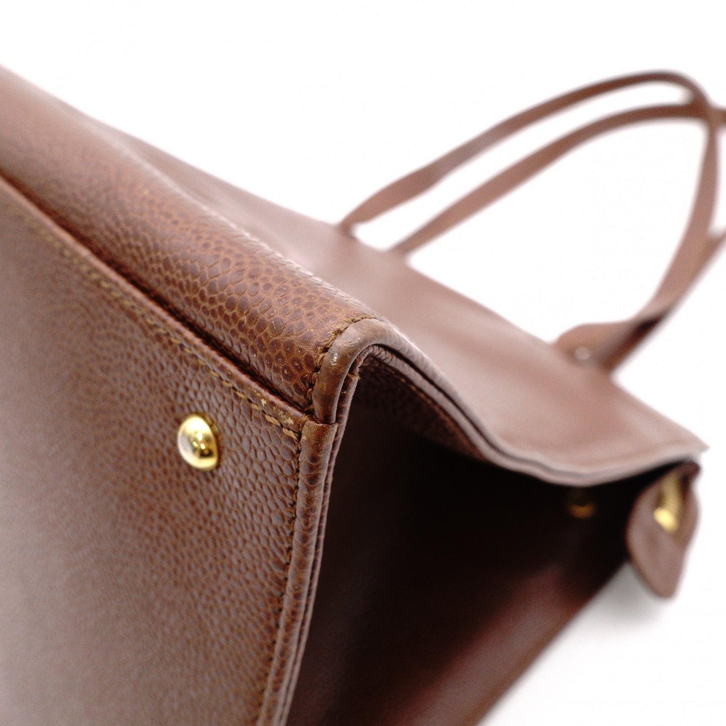 CHANEL Caviar Skin Coco Logo Shoulder Bag, Leather, Brown, CC Logo