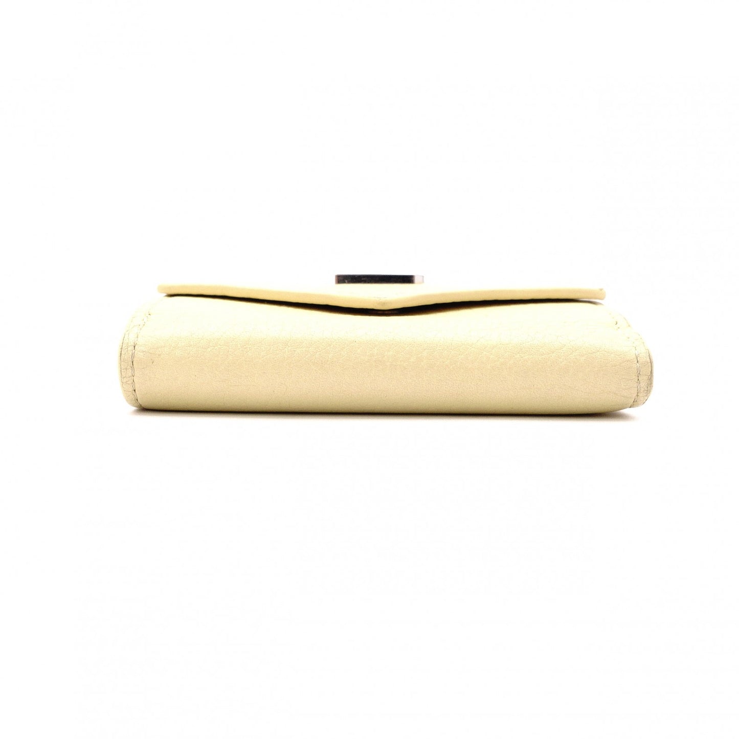 LOUIS VUITTON Portefeuille Lock Mini Tri-Fold Wallet, Taurillon Leather, Yellow, Women's