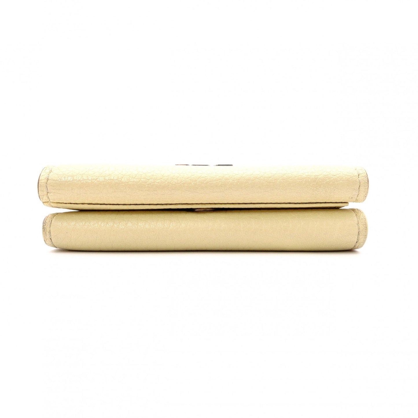LOUIS VUITTON Portefeuille Lock Mini Tri-Fold Wallet, Taurillon Leather, Yellow, Women's