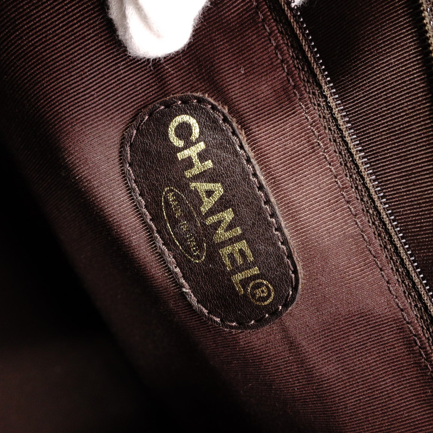 CHANEL Caviar Skin Coco Logo Shoulder Bag, Leather, Brown, CC Logo