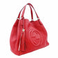 GUCCI Soho Tote Bag Red Leather Shoulder Fringe GG Logo 7-12-208