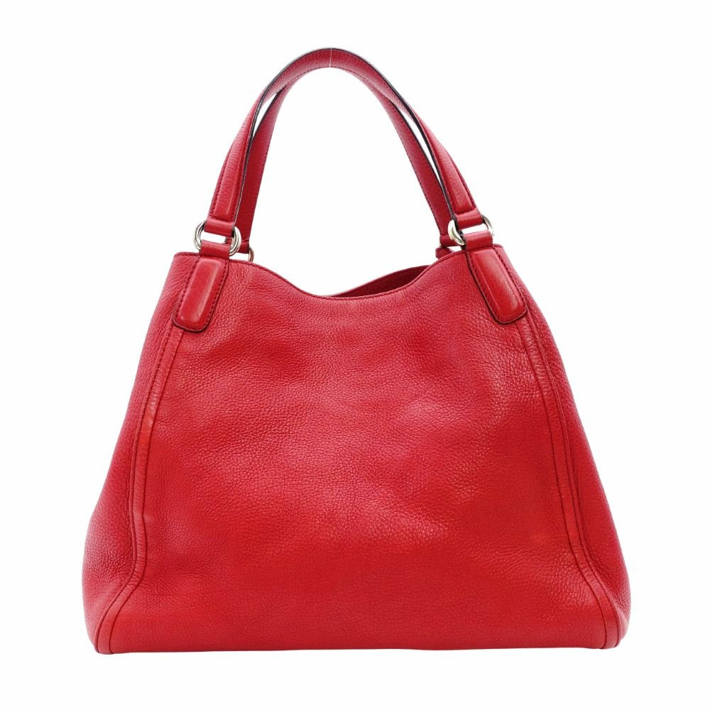 GUCCI Soho Tote Bag Red Leather Shoulder Fringe GG Logo 7-12-208