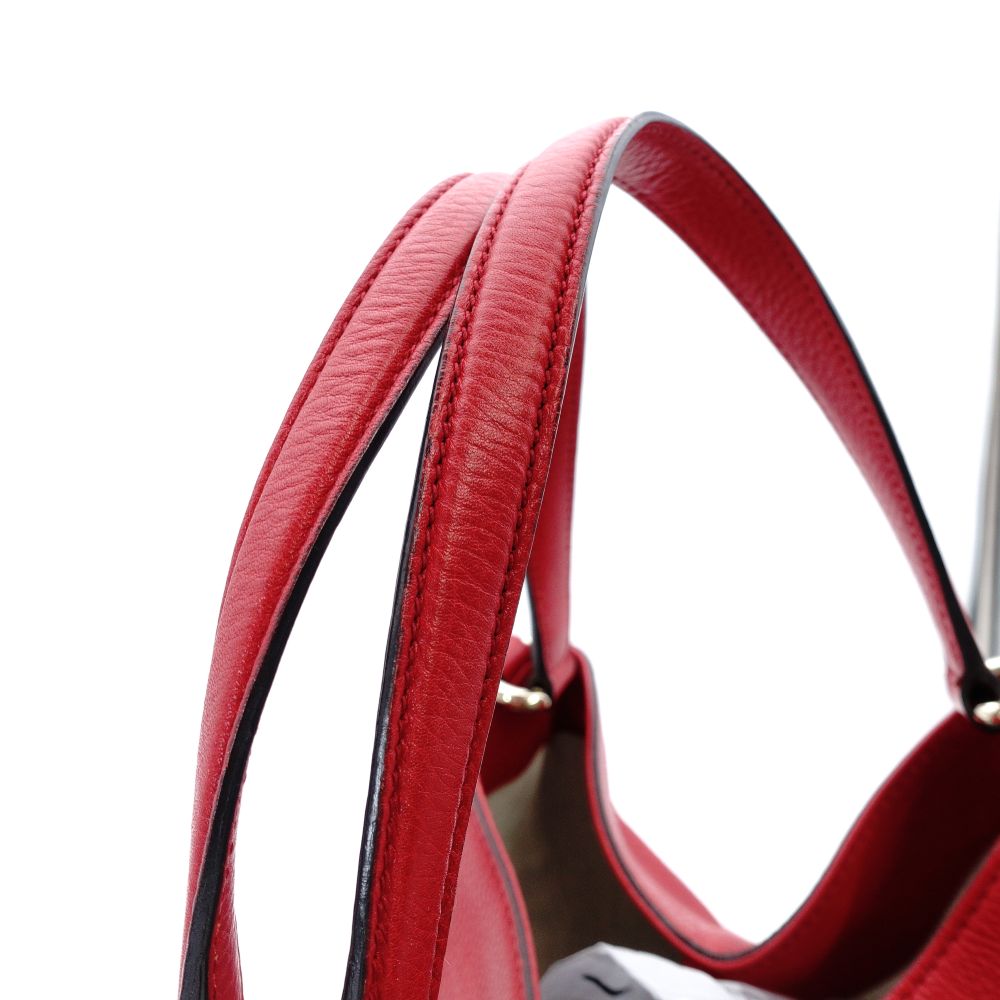 GUCCI Soho Tote Bag Red Leather Shoulder Fringe GG Logo 7-12-208