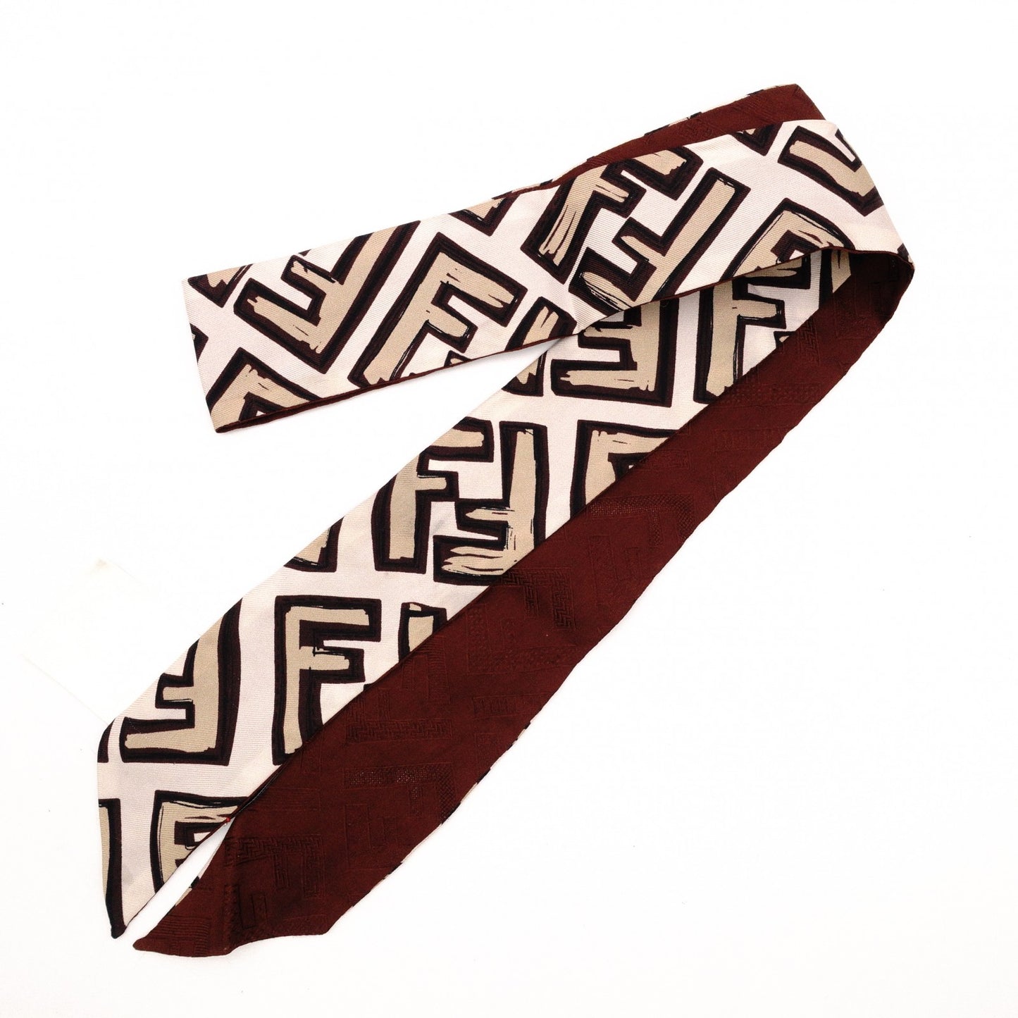FENDI Scarf, Silk, Brown, Twilly