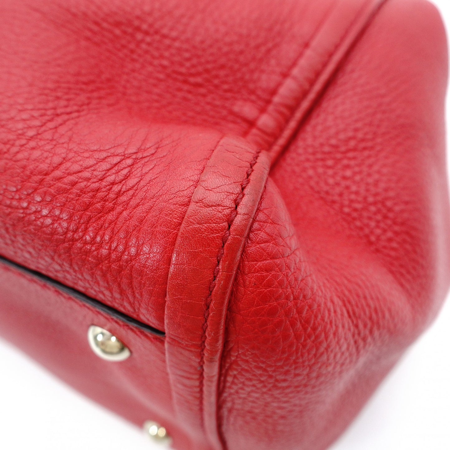 GUCCI Soho Tote Bag Red Leather Shoulder Fringe GG Logo 7-12-208