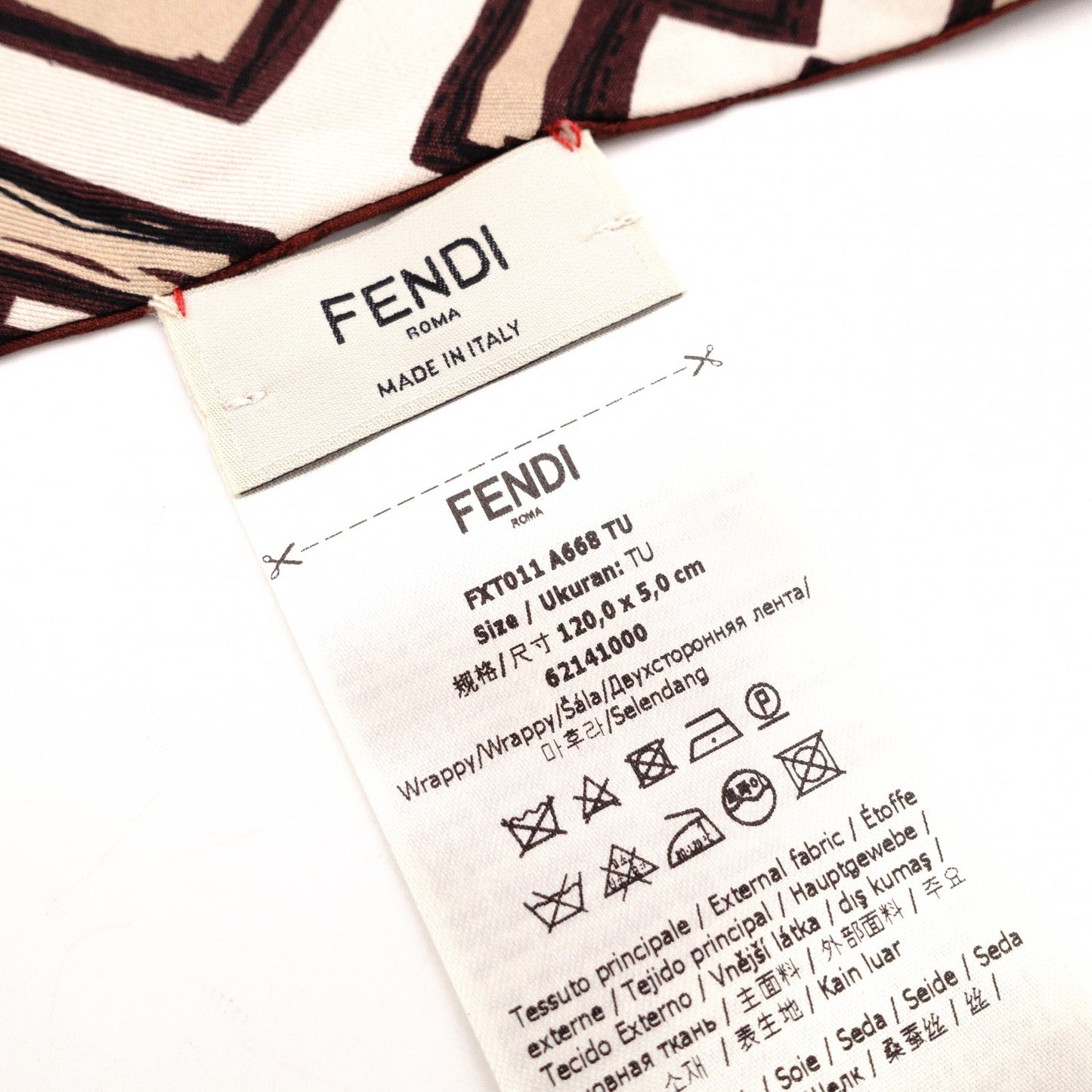 FENDI Scarf, Silk, Brown, Twilly