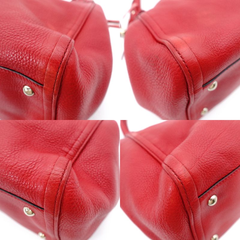 GUCCI Soho Tote Bag Red Leather Shoulder Fringe GG Logo 7-12-208