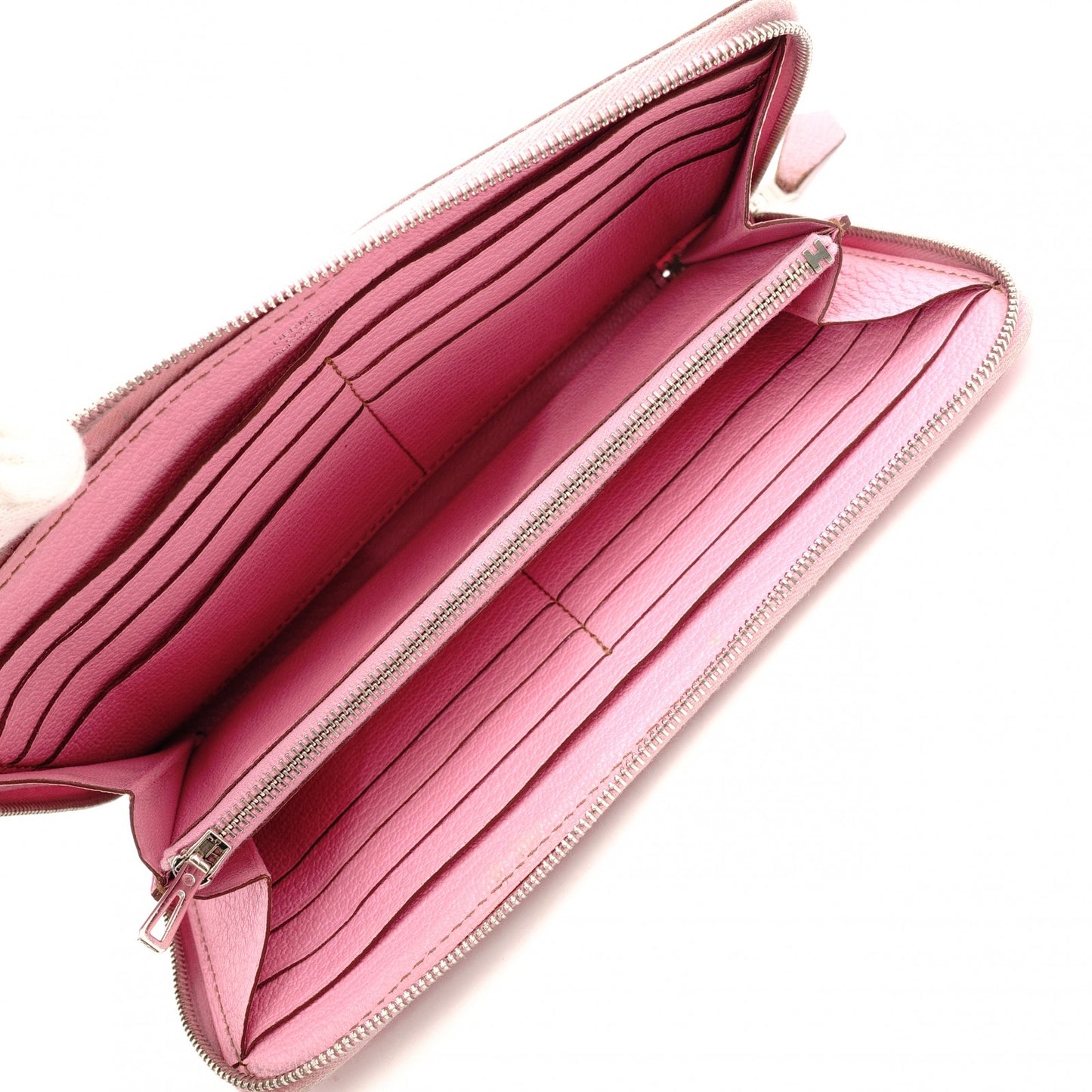 HERMES Azap Classic Long Wallet, Leather, Pink, □N Engraving