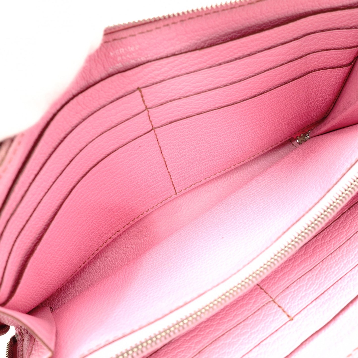 HERMES Azap Classic Long Wallet, Leather, Pink, □N Engraving
