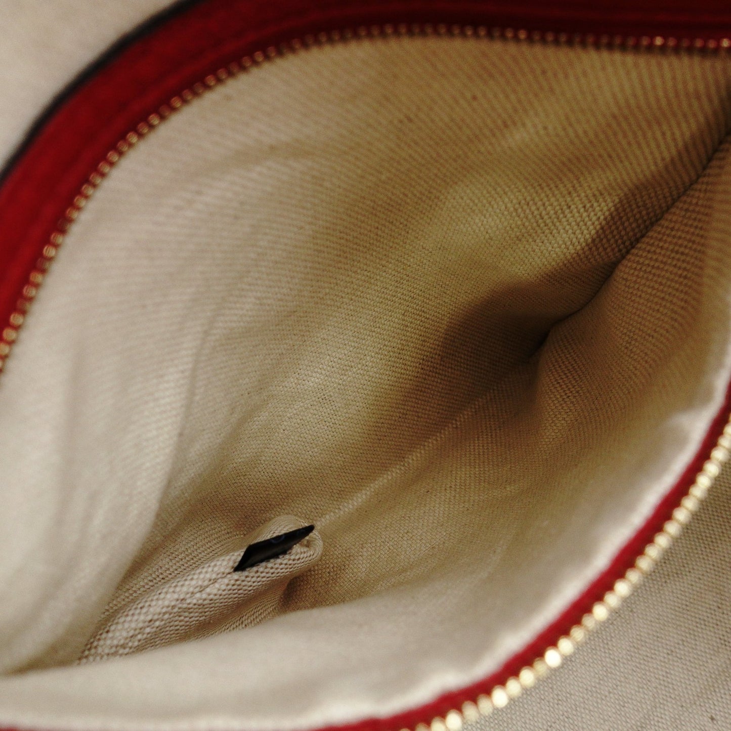 GUCCI Soho Tote Bag Red Leather Shoulder Fringe GG Logo 7-12-208