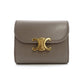Celine Triomphe Mini Wallet, Foldable Wallet, Greige Leather, Compact Wallet, Gold Hardware, 7-12-485