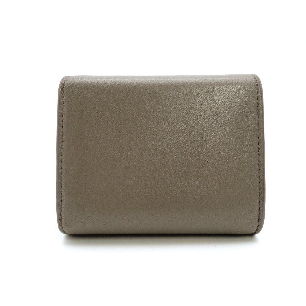 Celine Triomphe Mini Wallet, Foldable Wallet, Greige Leather, Compact Wallet, Gold Hardware, 7-12-485