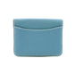 HERMES Dogon Card Case Togo Blue Jean Silver Hardware □L Stamped Leather Blue × Brown 7-12-613