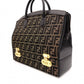 FENDI Vanity Zucca Handbag, Canvas and Leather, Black, Travel Bag
